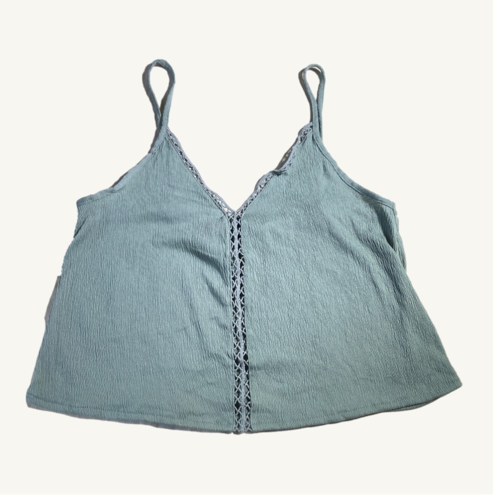 Divided Teal Blue Cropped Tank Top V-Neck Size Small